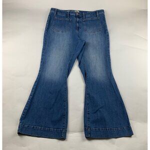 AVA & Viv Medium Wash Stretch Denim Patch Pocket High Rise Flare Jeans 18